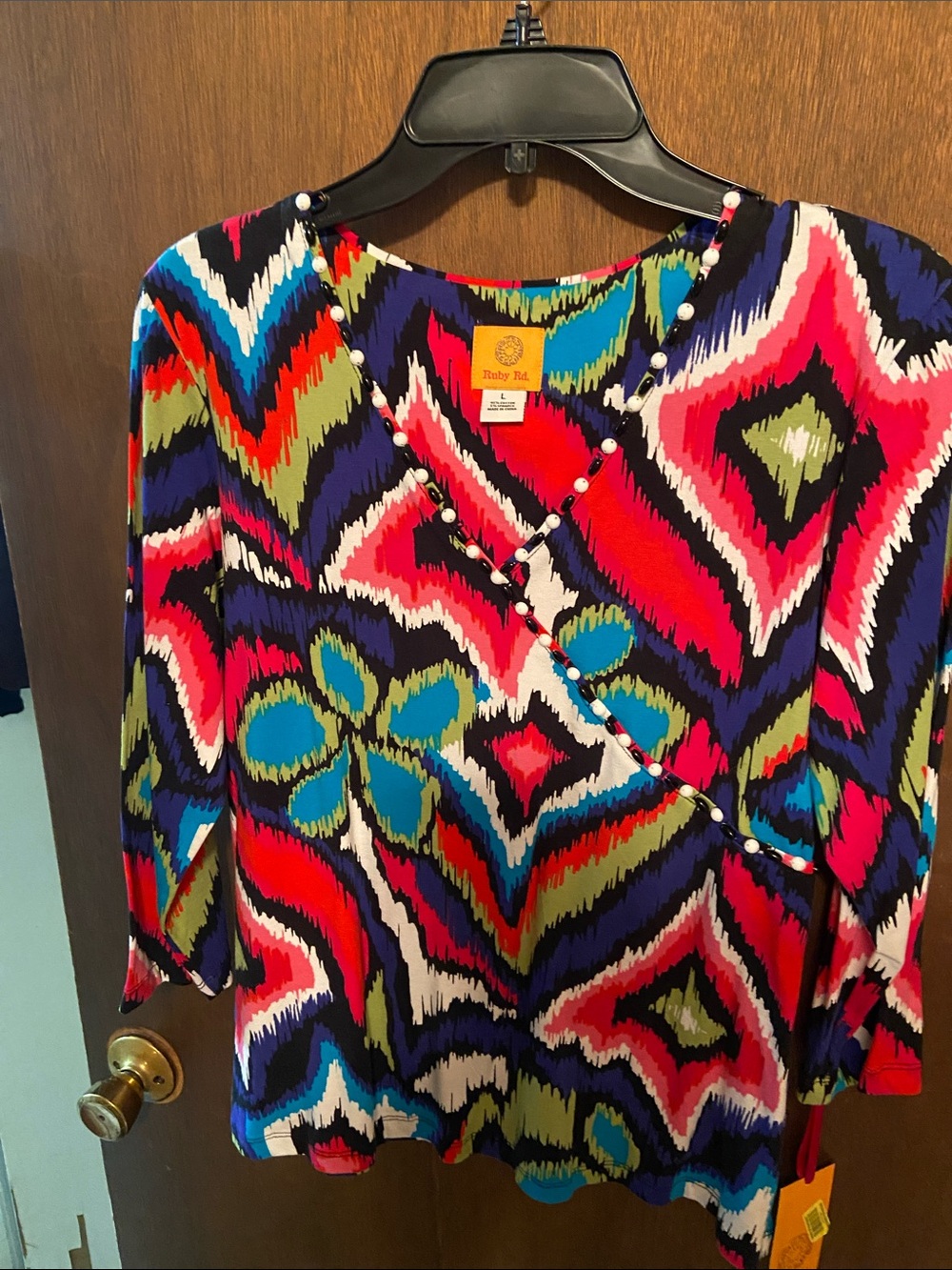 Ruby Rd. Multicolor Ikat-Print Wrap-Style Tunic - Picture 3 of 3